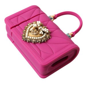 Dolce & Gabbana Chic Quilted Silicone Airpods Case – Pink & Gold