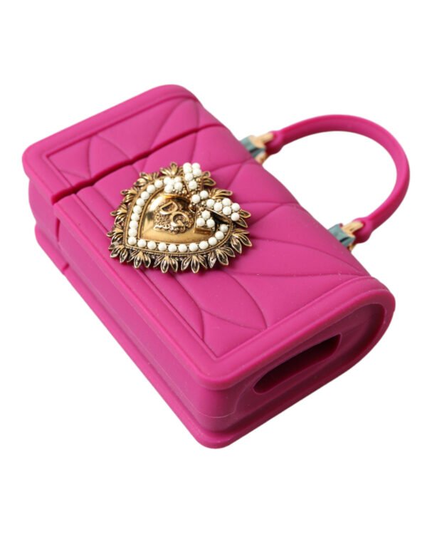 Dolce & Gabbana Chic Quilted Silicone Airpods Case - Pink & Gold - Image 5