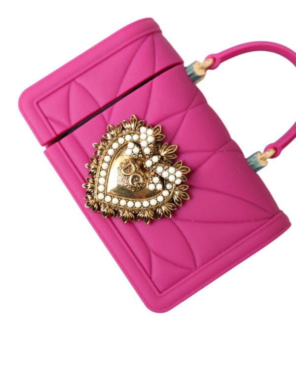 Dolce & Gabbana Chic Quilted Silicone Airpods Case - Pink & Gold - Image 6