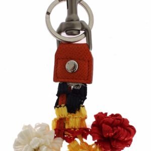 Dolce & Gabbana Chic Multicolor Raffia & Leather Keychain