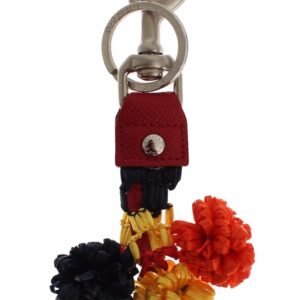 Dolce & Gabbana Multicolor Sicily Raffia Leather Keychain