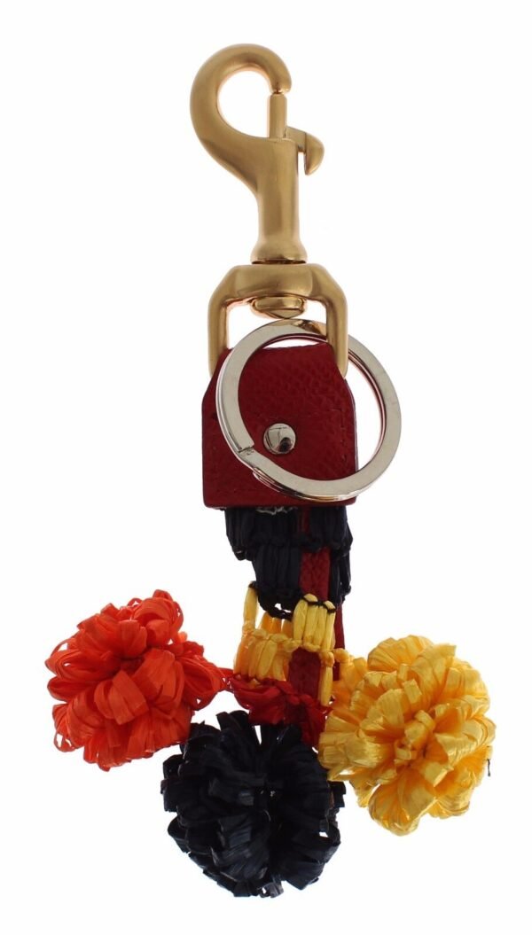 Dolce & Gabbana Chic Multicolor Raffia Leather Keychain - Image 2