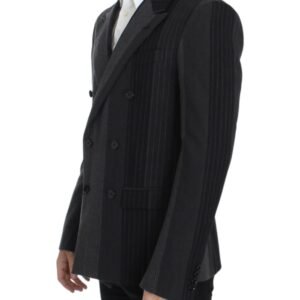 Dolce & Gabbana Elegant Gray Striped Wool Slim Blazer