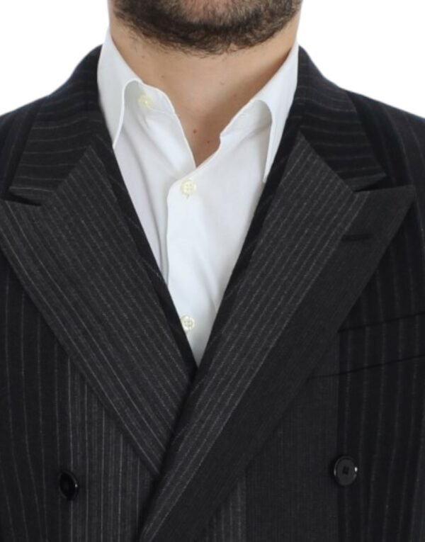 Dolce & Gabbana Elegant Gray Striped Wool Slim Blazer - Image 5