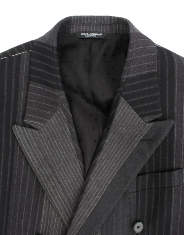 Dolce & Gabbana Elegant Gray Striped Wool Slim Blazer - Image 8