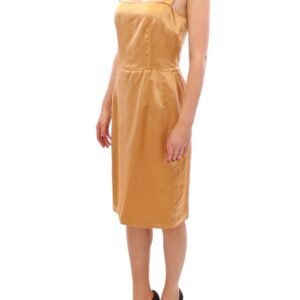 Dolce & Gabbana Elegant Bronze Silk Knee-Length Sheath Dress