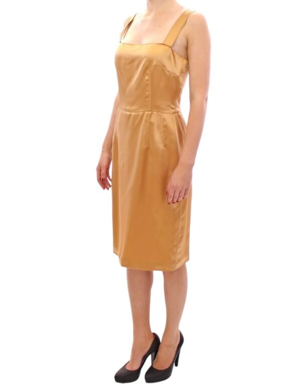 Dolce & Gabbana Elegant Bronze Silk Knee-Length Sheath Dress - Image 2