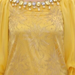 Dolce & Gabbana Yellow Lace Crystal Embellished Mini Dress