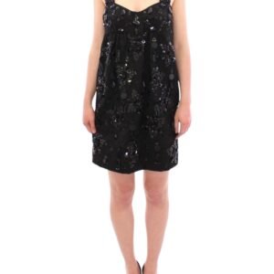 Dolce & Gabbana Elegant Sequined Floral Mini Shift Dress