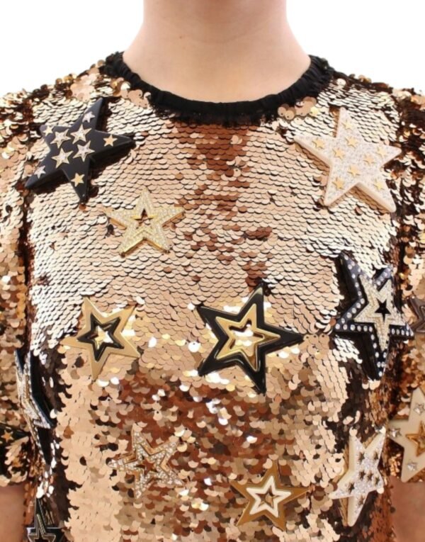 Dolce & Gabbana Exquisite Gold Sequined Star Sheath Dress - Image 4