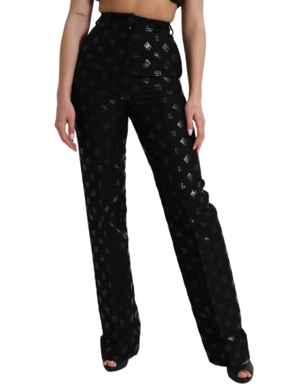 Dolce & Gabbana Chic High Waist Straight Pants with Logo Print - Image 2