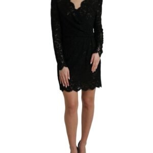 Dolce & Gabbana Elegant Black Floral Lace Sheath Mini Dress