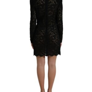 Dolce & Gabbana Elegant Black Floral Lace Sheath Mini Dress