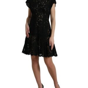 Dolce & Gabbana Elegant Black Floral Lace A-Line Mini Dress