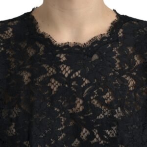 Dolce & Gabbana Elegant Black Floral Lace A-Line Mini Dress