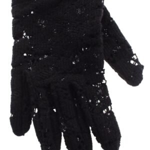 Dolce & Gabbana Black Wool Lace & Lamb Fur Elbow Gloves