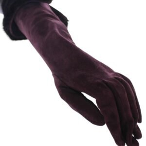 Dolce & Gabbana Elegant Elbow Length Purple Fur Gloves