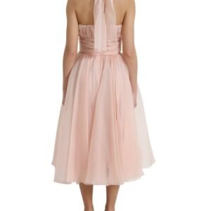 Dolce & Gabbana Elegant Silk Chiffon Halter Midi Dress