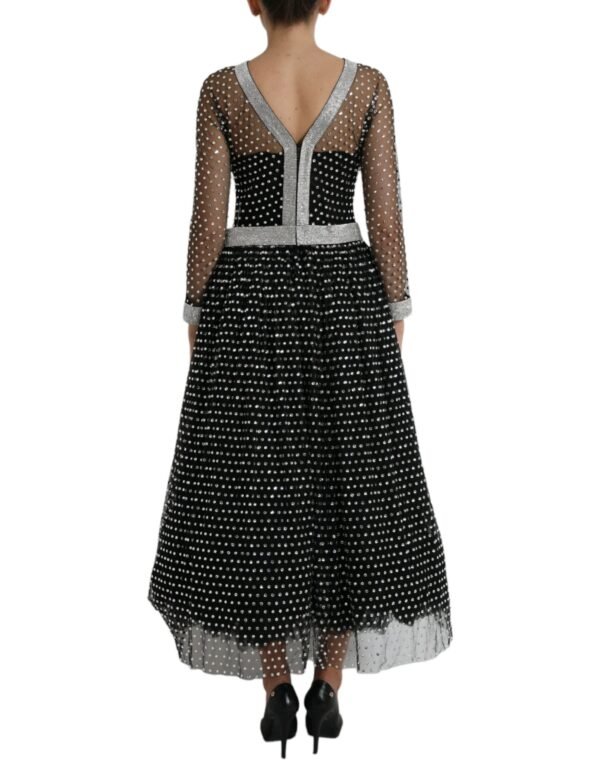 Dolce & Gabbana Elegant Crystal-Embellished Long Black Dress - Image 3