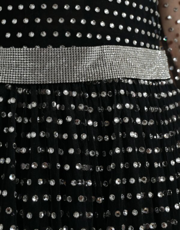 Dolce & Gabbana Elegant Crystal-Embellished Long Black Dress - Image 4