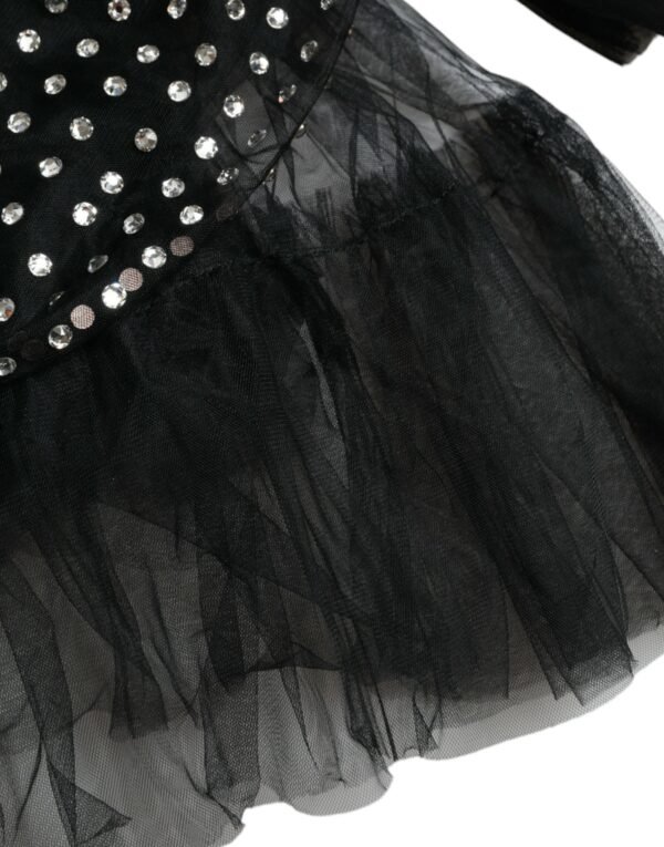 Dolce & Gabbana Elegant Crystal-Embellished Long Black Dress - Image 7