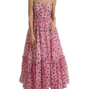 Dolce & Gabbana Chic A-Line Strapless Silk Dress in Pink