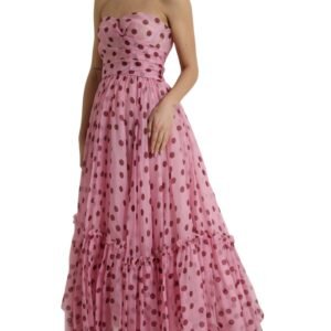 Dolce & Gabbana Chic A-Line Strapless Silk Dress in Pink