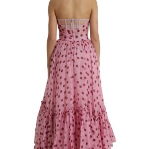 Dolce & Gabbana Chic A-Line Strapless Silk Dress in Pink