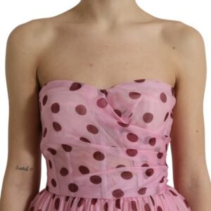 Dolce & Gabbana Chic A-Line Strapless Silk Dress in Pink