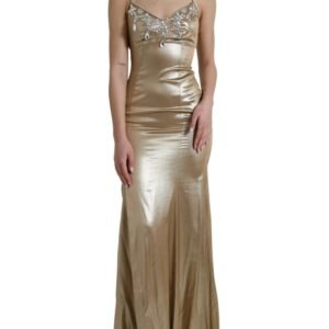 Dolce & Gabbana Elegant Metallic Gold Sheath Dress with Crystals