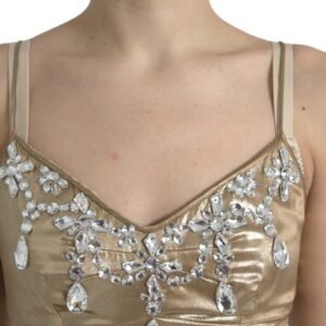 Dolce & Gabbana Elegant Metallic Gold Sheath Dress with Crystals