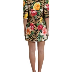 Dolce & Gabbana Animal & Floral Print Mini Shift Dress