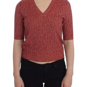 Dolce & Gabbana Enchanting Red Tweed V-Neck Sweater