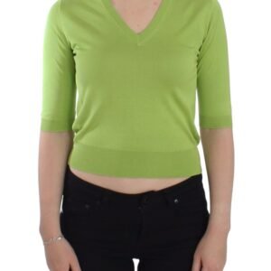 Dolce & Gabbana Emerald Green Wool V-Neck Pullover