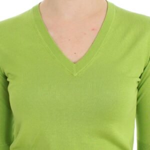 Dolce & Gabbana Emerald Green Wool V-Neck Pullover