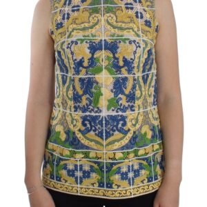 Dolce & Gabbana Majolica Embroidered Sleeveless Elegance