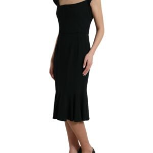 Dolce & Gabbana Elegant Black Stretch Cady Midi Dress