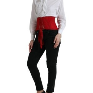 Dolce & Gabbana Silk Corset Waist Belt in Fiery Red