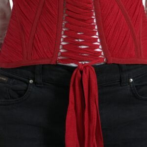 Dolce & Gabbana Silk Corset Waist Belt in Fiery Red