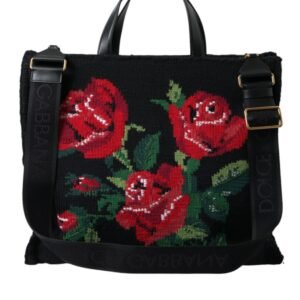 Dolce & Gabbana Chic Embroidered Floral Black Tote