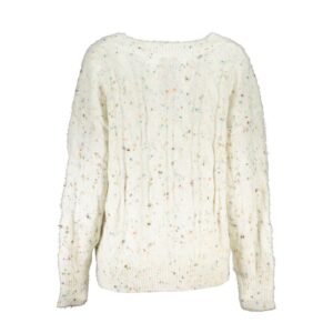 Desigual Chic Contrast V-Neck Sweater with Logo Detail