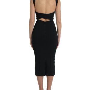 Dolce & Gabbana Elegant Black Sheath Halter Midi Dress