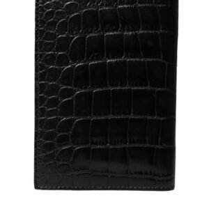 Dolce & Gabbana Black Exotic Skin Leather Long Bifold Passport Holder