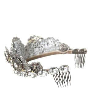 Dolce & Gabbana Silver Brass STRASS Crystal Crown Tiara LED Diadem