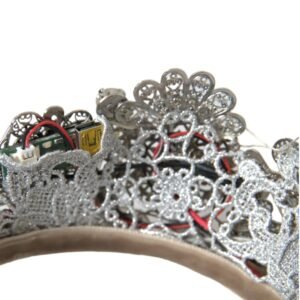 Dolce & Gabbana Silver Brass STRASS Crystal Crown Tiara LED Diadem