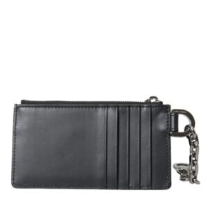 Dolce & Gabbana Black Calfskin Leather DG Logo Card Holder Wallet Men