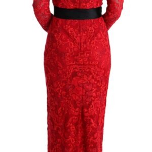 Dolce & Gabbana Elegant Red Sheath Dress with Silk Bow Belt