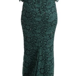 Dolce & Gabbana Elegant Green Crystal Embellished Sheath Dress