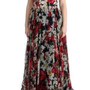 Dolce & Gabbana Floral Maxi Gown with Sunflower Print and Crystals