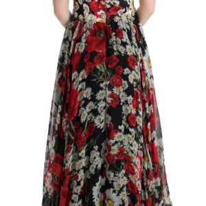 Dolce & Gabbana Floral Maxi Gown with Sunflower Print and Crystals